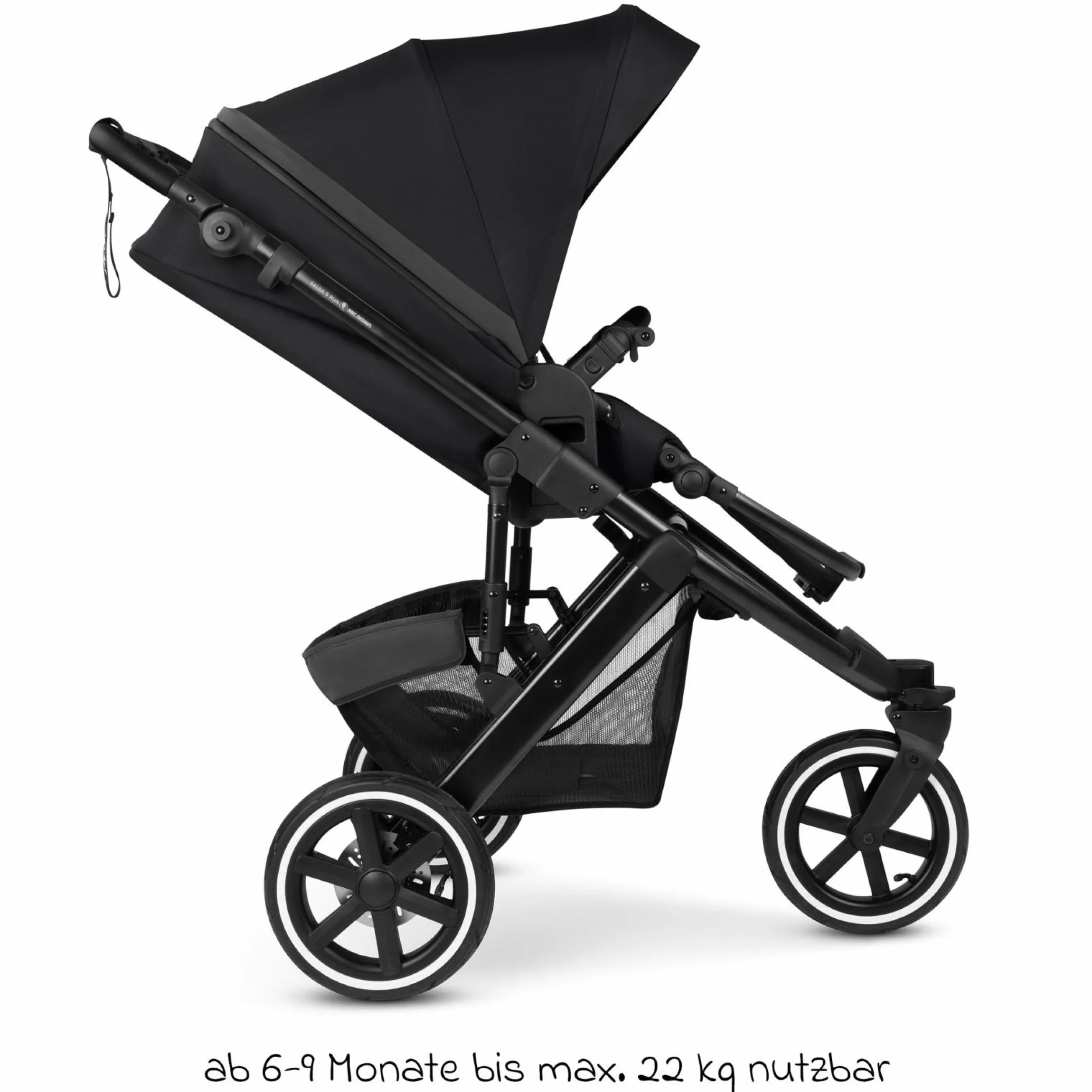 Kombi-Kinderwagen Salsa 5 Run - inkl. Babywanne, Sportsitz, Wickeltasche, Regenschutz, Becherhalter & Sonnenschirm - Pure - Coal