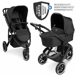 Kombi-Kinderwagen Salsa 5 Run - inkl. Babywanne, Sportsitz, Sportzulassung, Luftbereifung, Sitzeinlage & Handbremse inkl. XXL-Zubehörpaket - Pure - Coal - Kollektion 2025