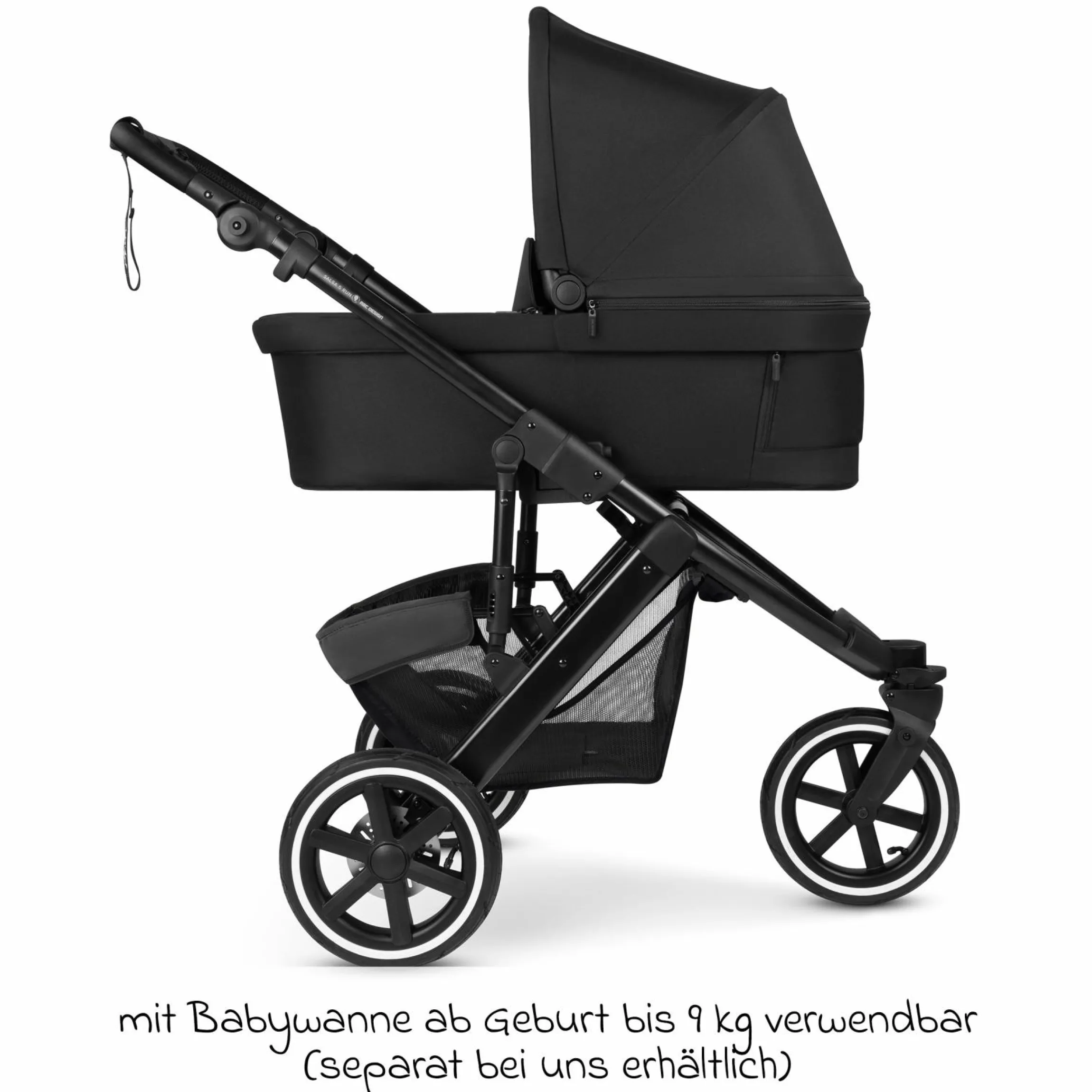 Kombi-Kinderwagen Salsa 5 Run - inkl. Babywanne, Sportsitz, Sportzulassung, Luftbereifung, Sitzeinlage & Handbremse inkl. XXL-Zubehörpaket - Pure - Coal - Kollektion 2025