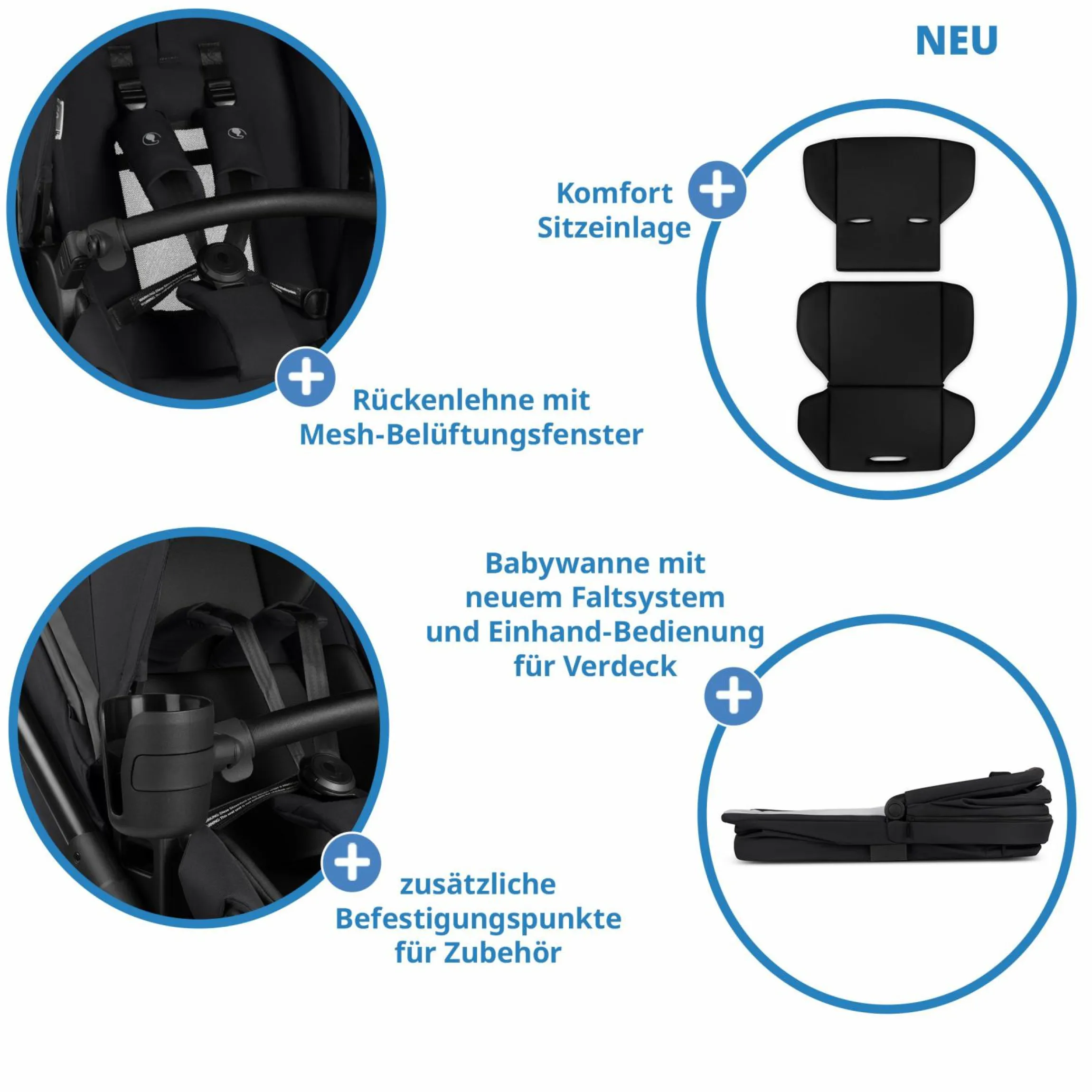 Kombi-Kinderwagen Salsa 5 Run - inkl. Babywanne, Sportsitz, Sportzulassung, Luftbereifung, Sitzeinlage & Handbremse inkl. XXL-Zubehörpaket - Pure - Coal - Kollektion 2025