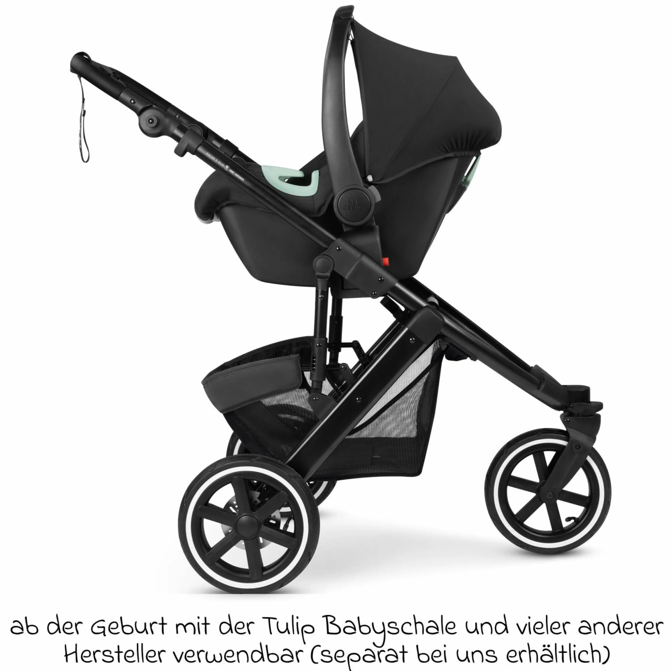 Kombi-Kinderwagen Salsa 5 Run - inkl. Babywanne, Sportsitz, Sportzulassung, Luftbereifung, Sitzeinlage & Handbremse inkl. XXL-Zubehörpaket - Pure - Coal - Kollektion 2025