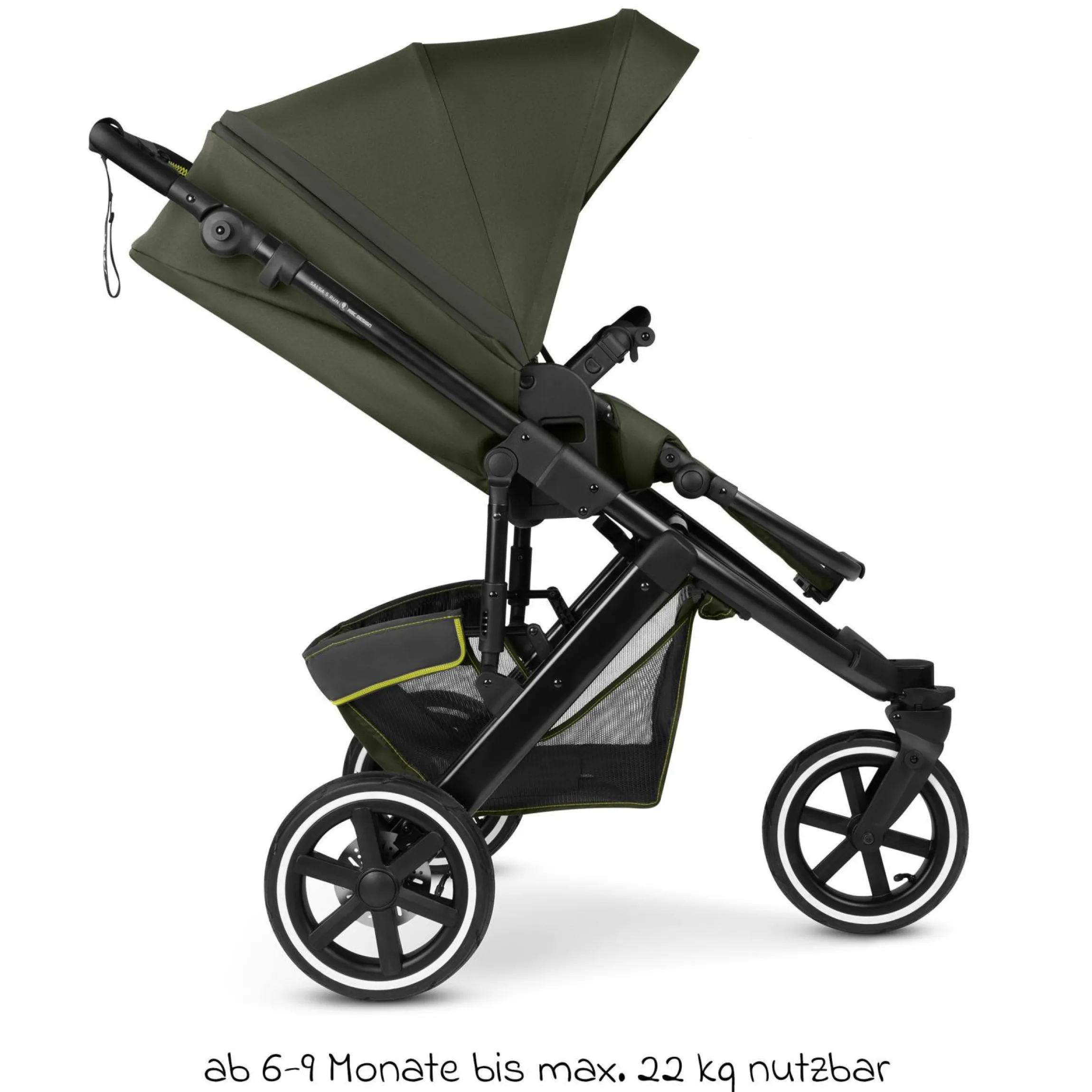 Kombi-Kinderwagen Salsa 5 Run - inkl. Babywanne, Sportsitz, Sportzulassung, Luftbereifung, Sitzeinlage & Handbremse inkl. XXL-Zubehörpaket - Pure - Avocado - Kollektion 2025
