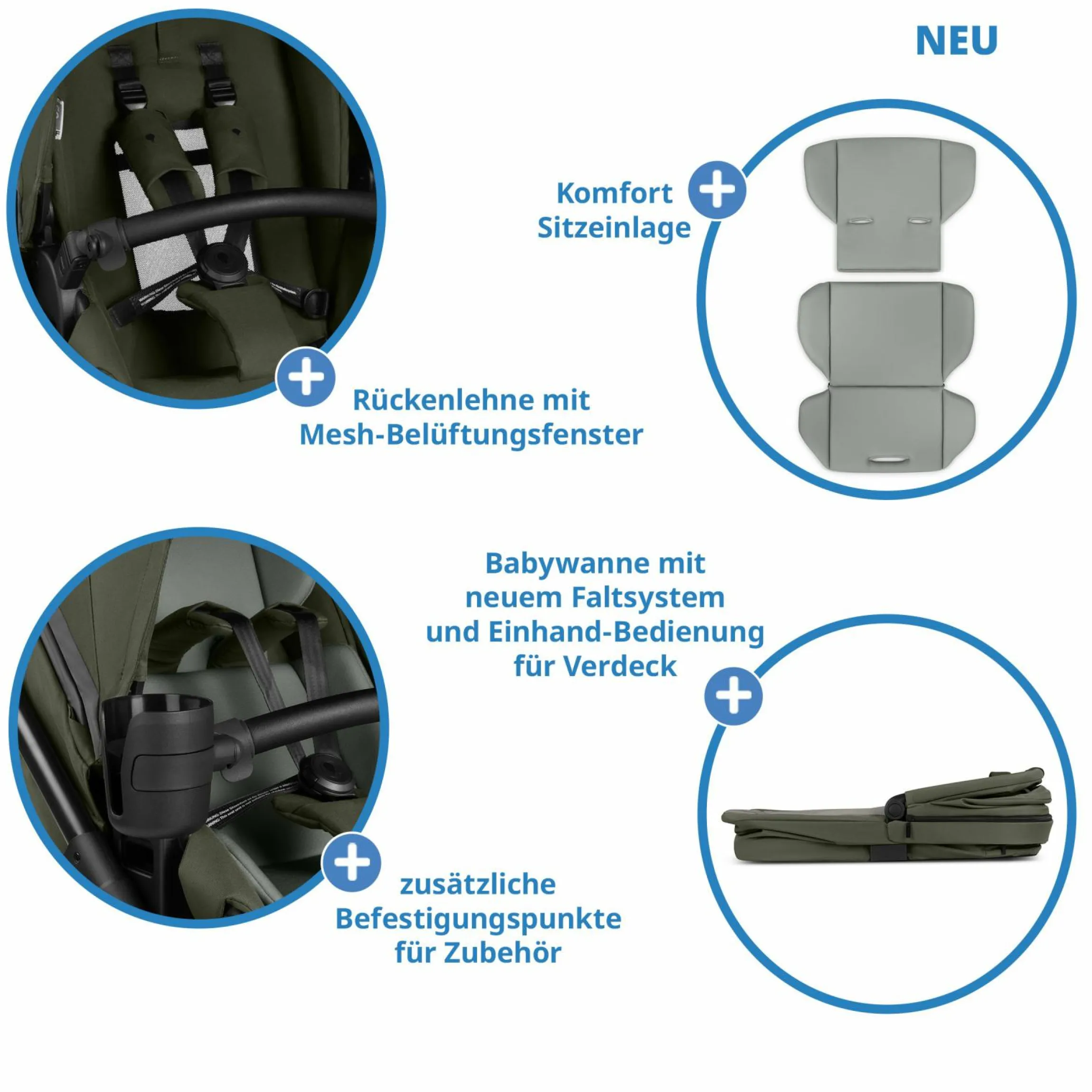 Kombi-Kinderwagen Salsa 5 Run - inkl. Babywanne, Sportsitz, Sportzulassung, Luftbereifung, Sitzeinlage & Handbremse inkl. XXL-Zubehörpaket - Pure - Avocado - Kollektion 2025