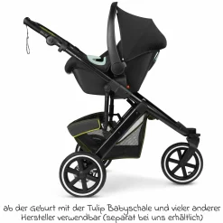 Kombi-Kinderwagen Salsa 5 Run - inkl. Babywanne, Sportsitz, Sportzulassung, Luftbereifung, Sitzeinlage & Handbremse inkl. XXL-Zubehörpaket - Pure - Avocado - Kollektion 2025