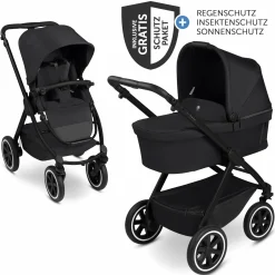 Kombi-Kinderwagen Samba 2 inkl. Babywanne & Sportsitz mit XXL-Zubehörpaket - Pure - Coal - Kollektion 2025