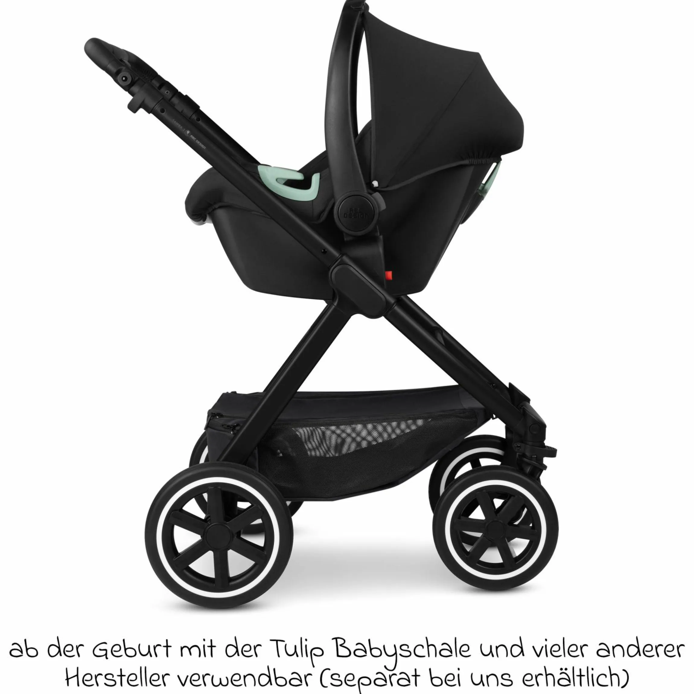 Kombi-Kinderwagen Samba 2 inkl. Babywanne & Sportsitz mit XXL-Zubehörpaket - Pure - Coal - Kollektion 2025