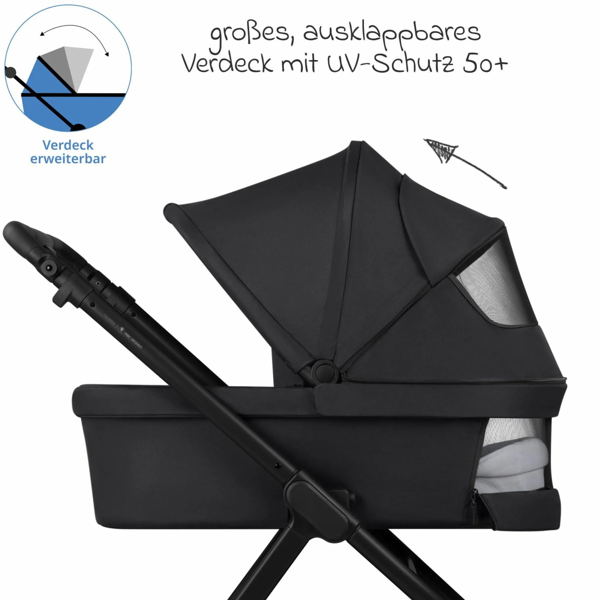 Kombi-Kinderwagen Samba 2 inkl. Babywanne & Sportsitz mit XXL-Zubehörpaket - Pure - Coal - Kollektion 2025