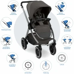 Kombi-Kinderwagen Samba 2 inkl. Babywanne & Sportsitz mit XXL-Zubehörpaket - Almond - Kollektion 2025