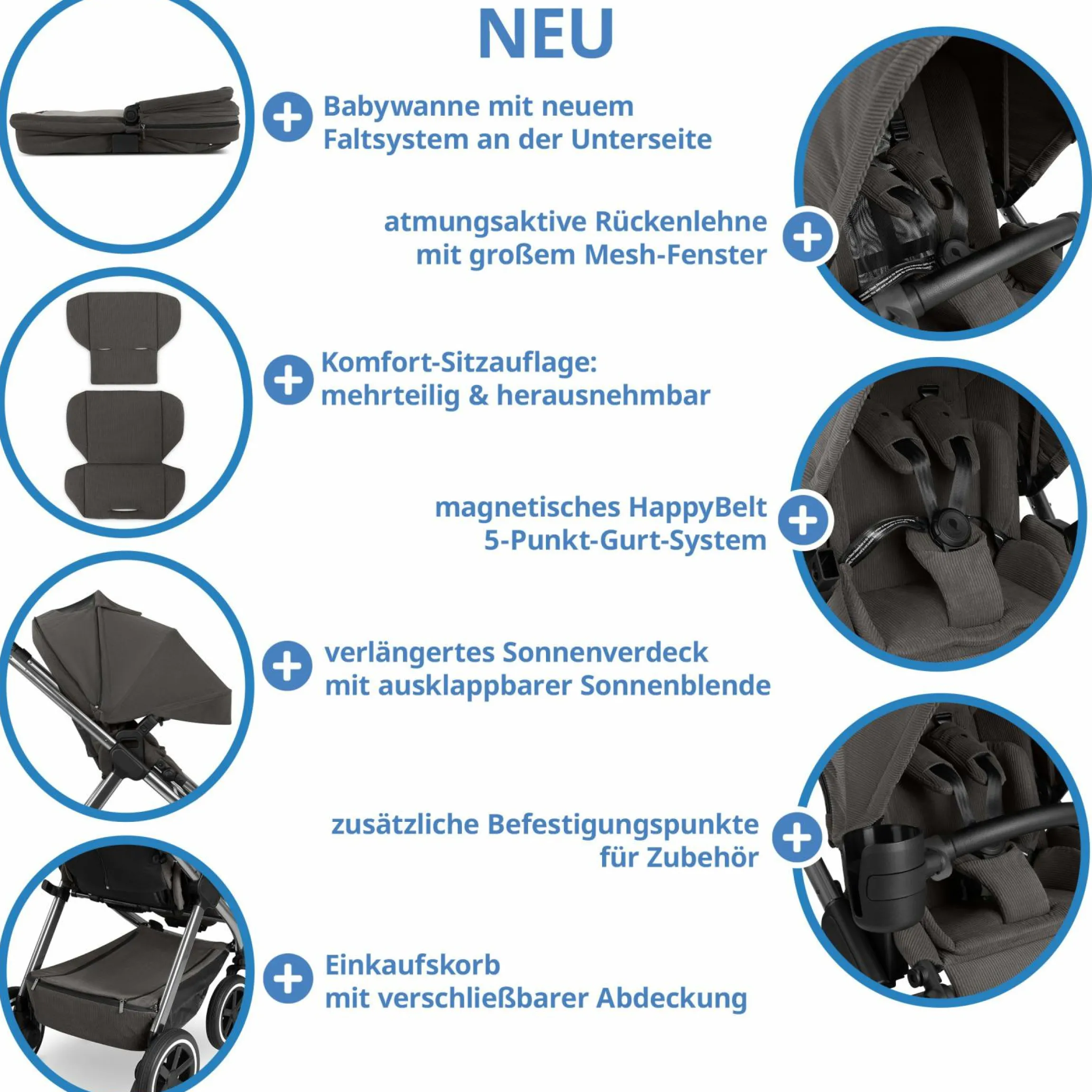 Kombi-Kinderwagen Samba 2 inkl. Babywanne & Sportsitz mit XXL-Zubehörpaket - Almond - Kollektion 2025