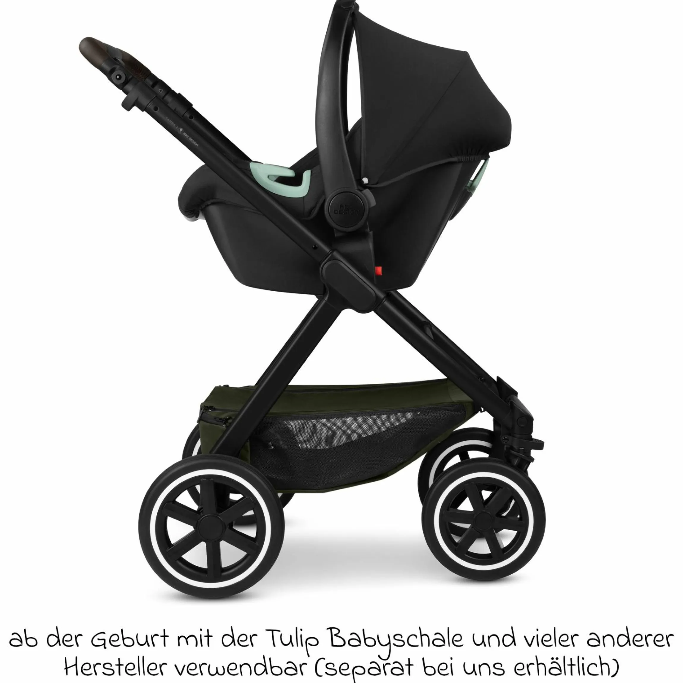 Kombi-Kinderwagen Samba 2 inkl. Babywanne & Sportsitz mit XXL-Zubehörpaket - Pure - Avocado - Kollektion 2025