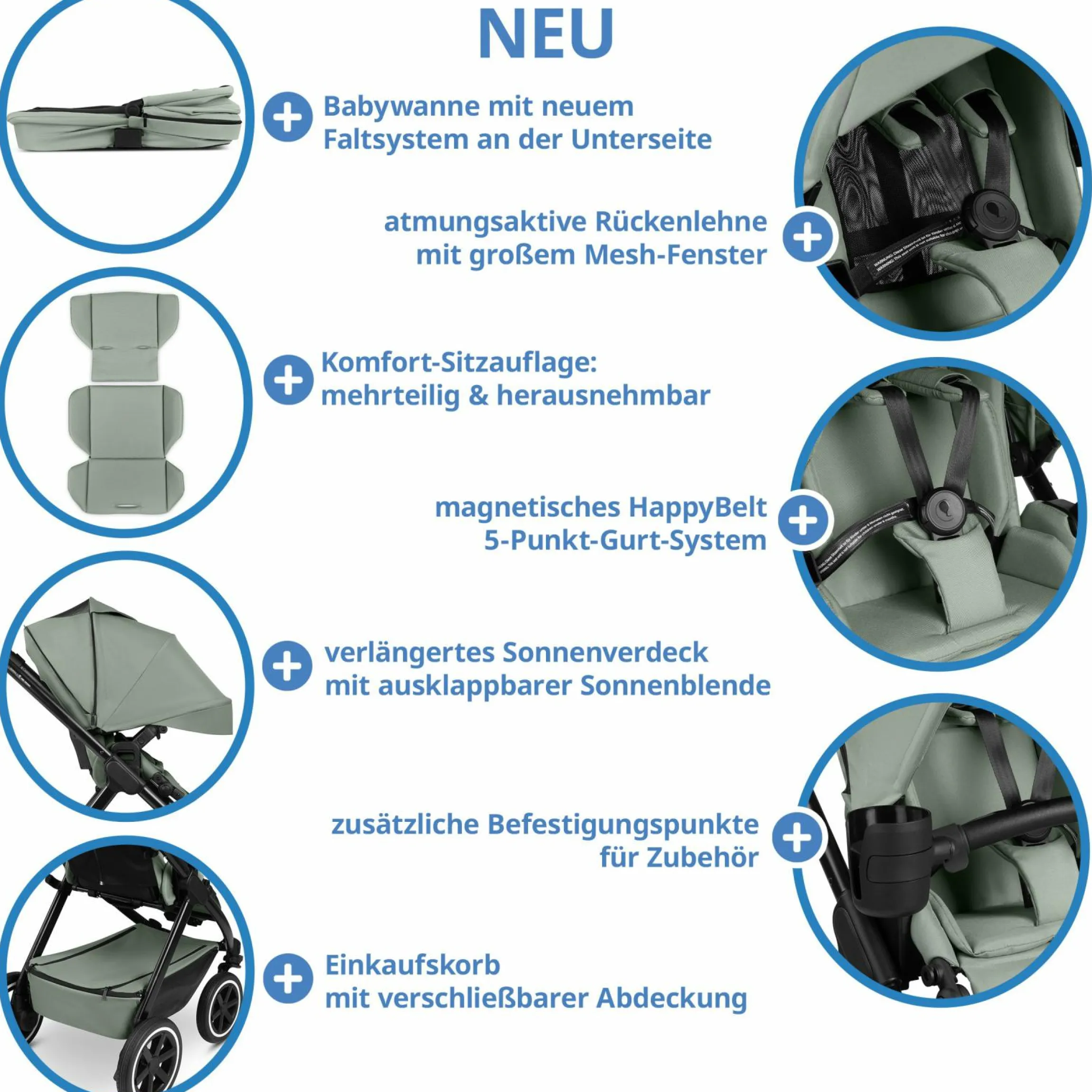 Kombi-Kinderwagen Samba 2 inkl. Babywanne & Sportsitz mit XXL-Zubehörpaket - Pine - Kollektion 2025