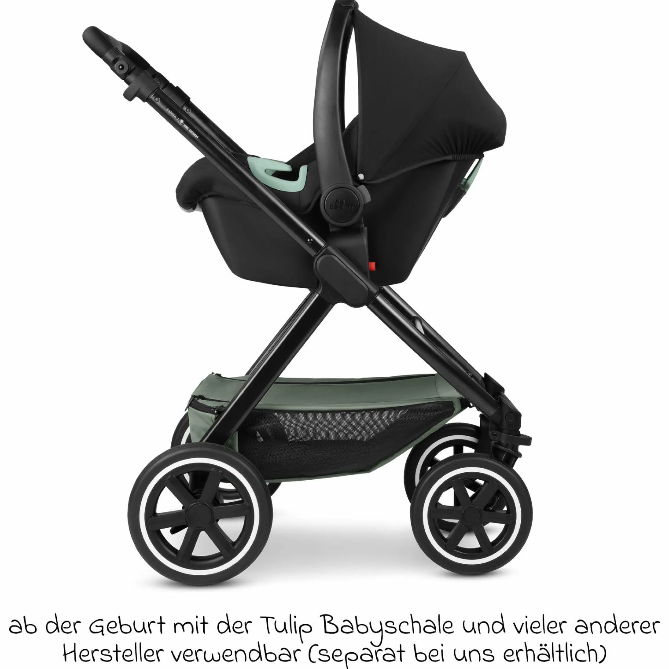 Kombi-Kinderwagen Samba 2 inkl. Babywanne & Sportsitz mit XXL-Zubehörpaket - Pine - Kollektion 2025