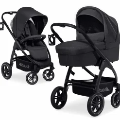 Kombi-Kinderwagen Saturn R Duoset inkl. Babywanne und Sportsitz (bis 25 kg belastbar) - Melange Black