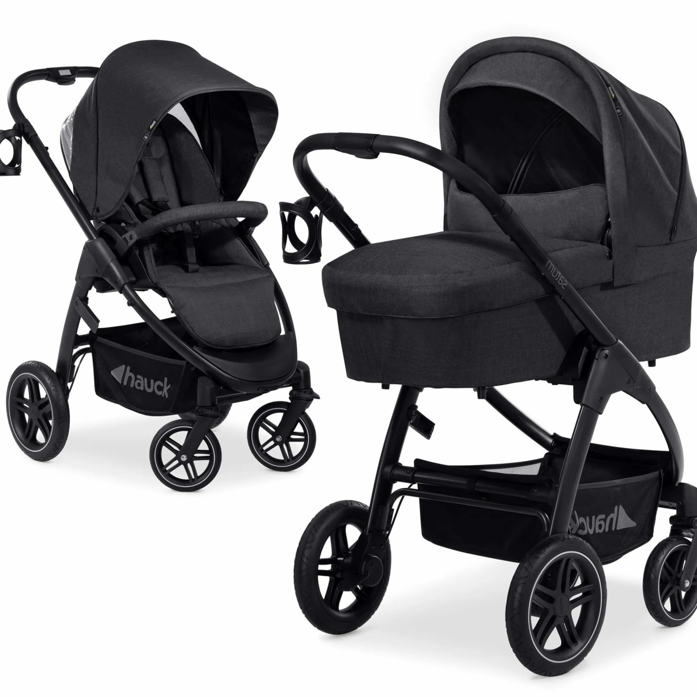 Kombi-Kinderwagen Saturn R Duoset inkl. Babywanne und Sportsitz (bis 25 kg belastbar) - Melange Black