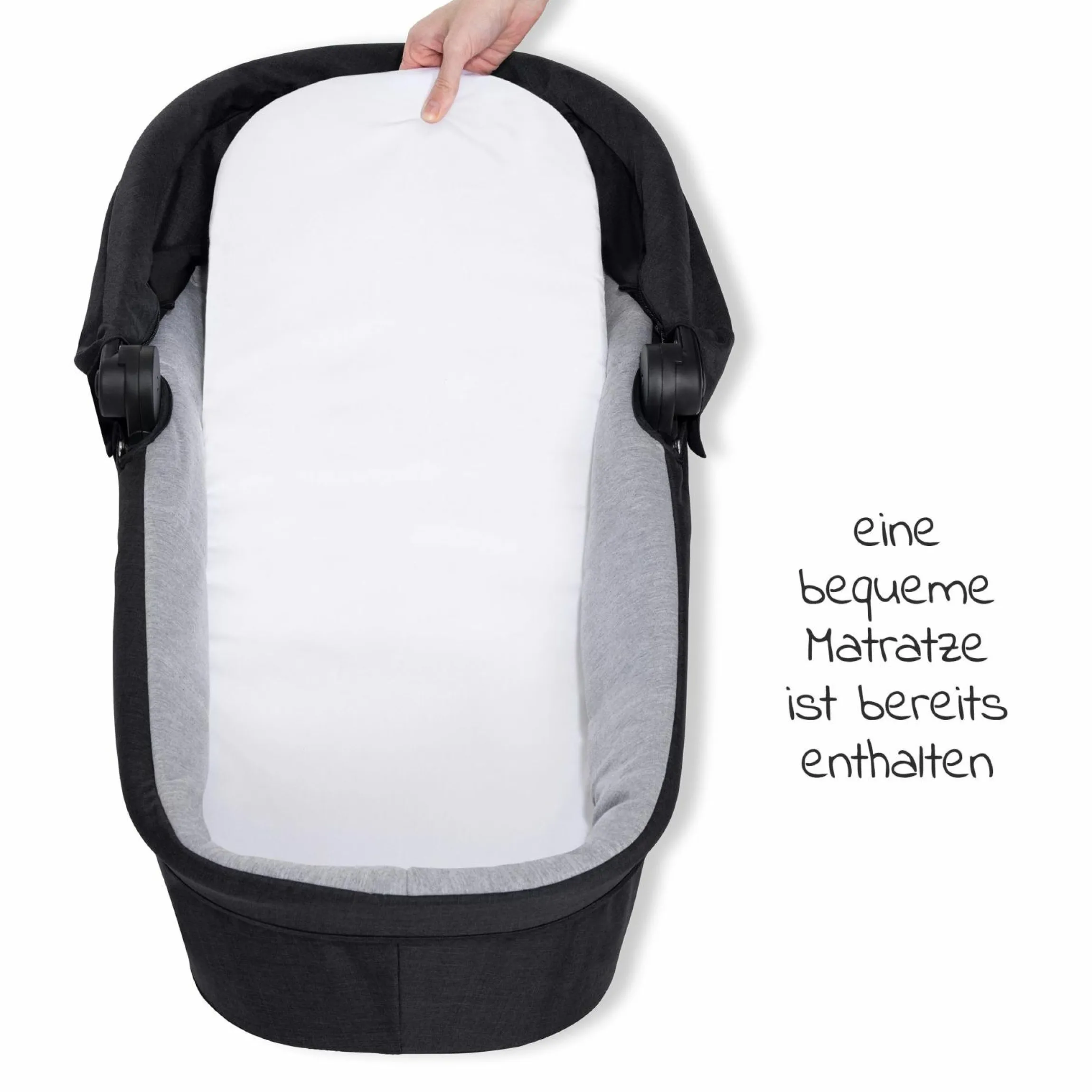 Kombi-Kinderwagen Saturn R Duoset inkl. Babywanne und Sportsitz (bis 25 kg belastbar) - Melange Black