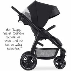 Kombi-Kinderwagen Saturn R Duoset inkl. Babywanne und Sportsitz (bis 25 kg belastbar) - Melange Black