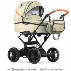 Kombi-Kinderwagen Touring Max bis 15 kg mit Babywanne, umsetzbare Sitzeinheit, Knickschieber inkl. Wickeltasche, Insektenschutz & Regenschutz - Green