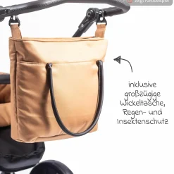 Kombi-Kinderwagen Touring Max bis 15 kg mit Babywanne, umsetzbare Sitzeinheit, Knickschieber inkl. Wickeltasche, Insektenschutz & Regenschutz - Green