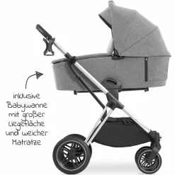 Kombi-Kinderwagen Vision X Duoset Silver (Sportwagen & Babywanne) - Melange Grey
