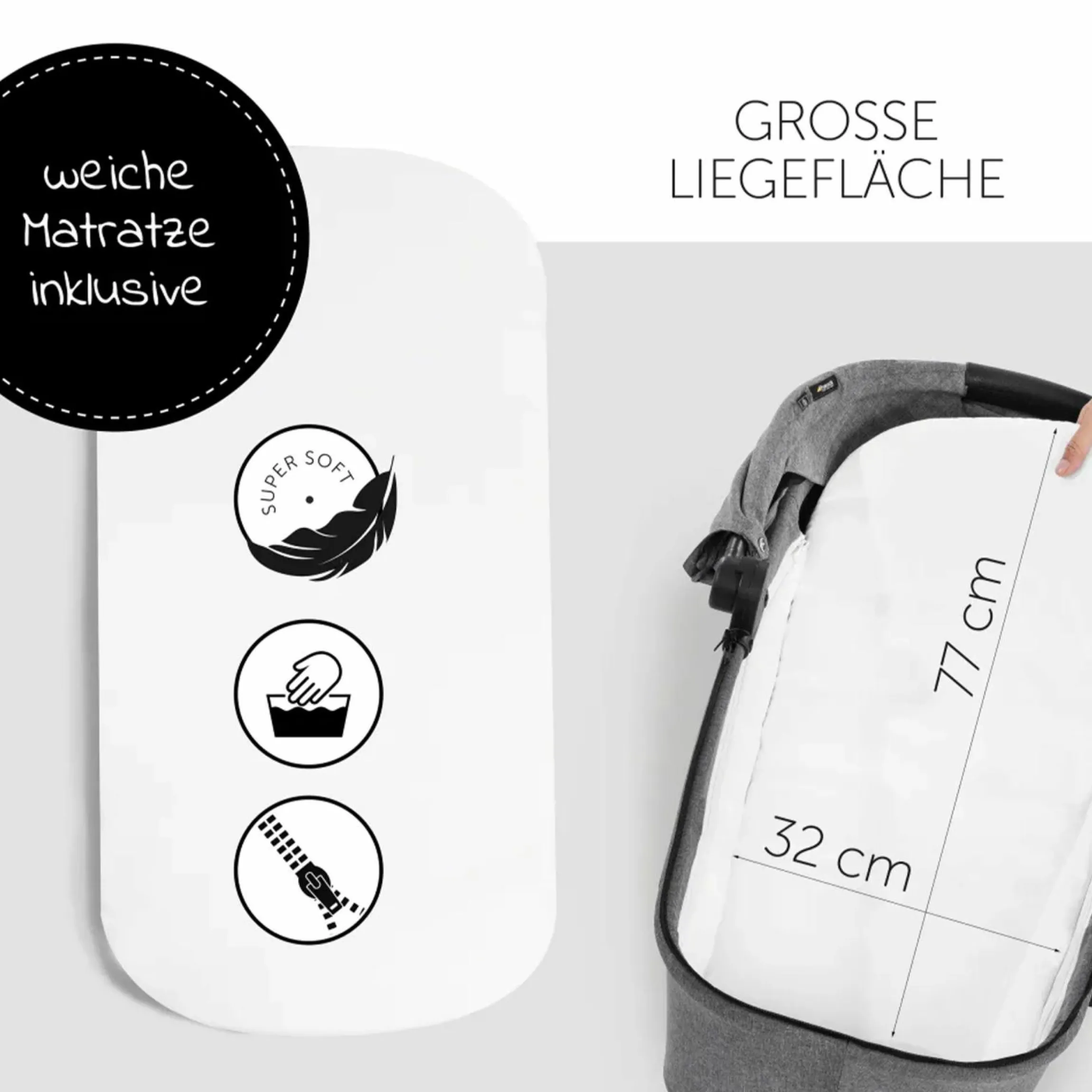 Kombi-Kinderwagen Vision X Duoset Silver (Sportwagen & Babywanne) - Melange Grey