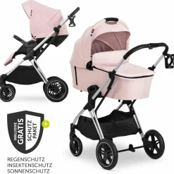 Kombi-Kinderwagen Vision X Duoset Silver (Sportwagen & Babywanne) inkl. XXL Zubehörpaket - Melange Rose