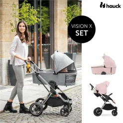 Kombi-Kinderwagen Vision X Duoset Silver (Sportwagen & Babywanne) inkl. XXL Zubehörpaket - Melange Rose