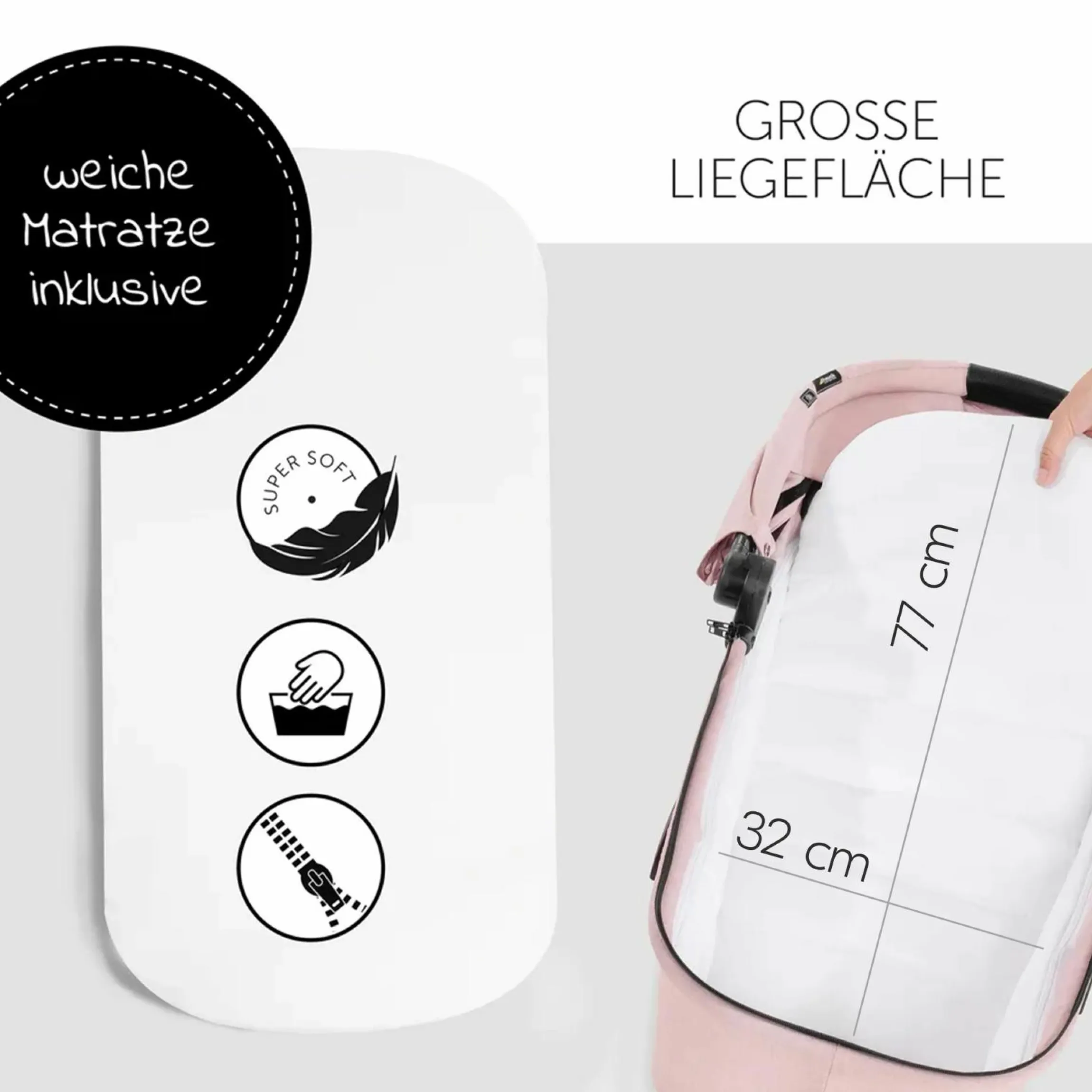 Kombi-Kinderwagen Vision X Duoset Silver (Sportwagen und Babywanne) inkl. XXL Zubehörpaket - Melange Rose