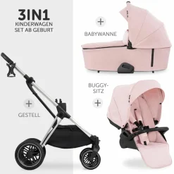 Kombi-Kinderwagen Vision X Silver (Sportwagen & Babywanne) - Melange Rose
