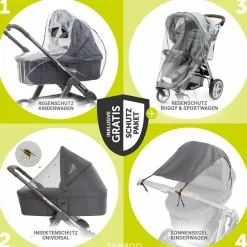 Kombi-Kinderwagen Vision X Duoset Black (Sportwagen & Babywanne) inkl. XXL Zubehörpaket - Melange Beige
