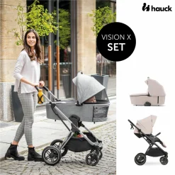 Kombi-Kinderwagen Vision X Duoset Black (Sportwagen & Babywanne) inkl. XXL Zubehörpaket - Melange Beige