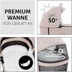 Kombi-Kinderwagen Vision X Duoset Black (Sportwagen & Babywanne) inkl. XXL Zubehörpaket - Melange Beige