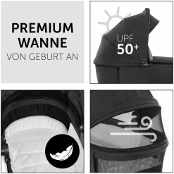 Kombi-Kinderwagen Vision X Duoset Black (Sportwagen & Babywanne) inkl. XXL Zubehörpaket - Melange Black