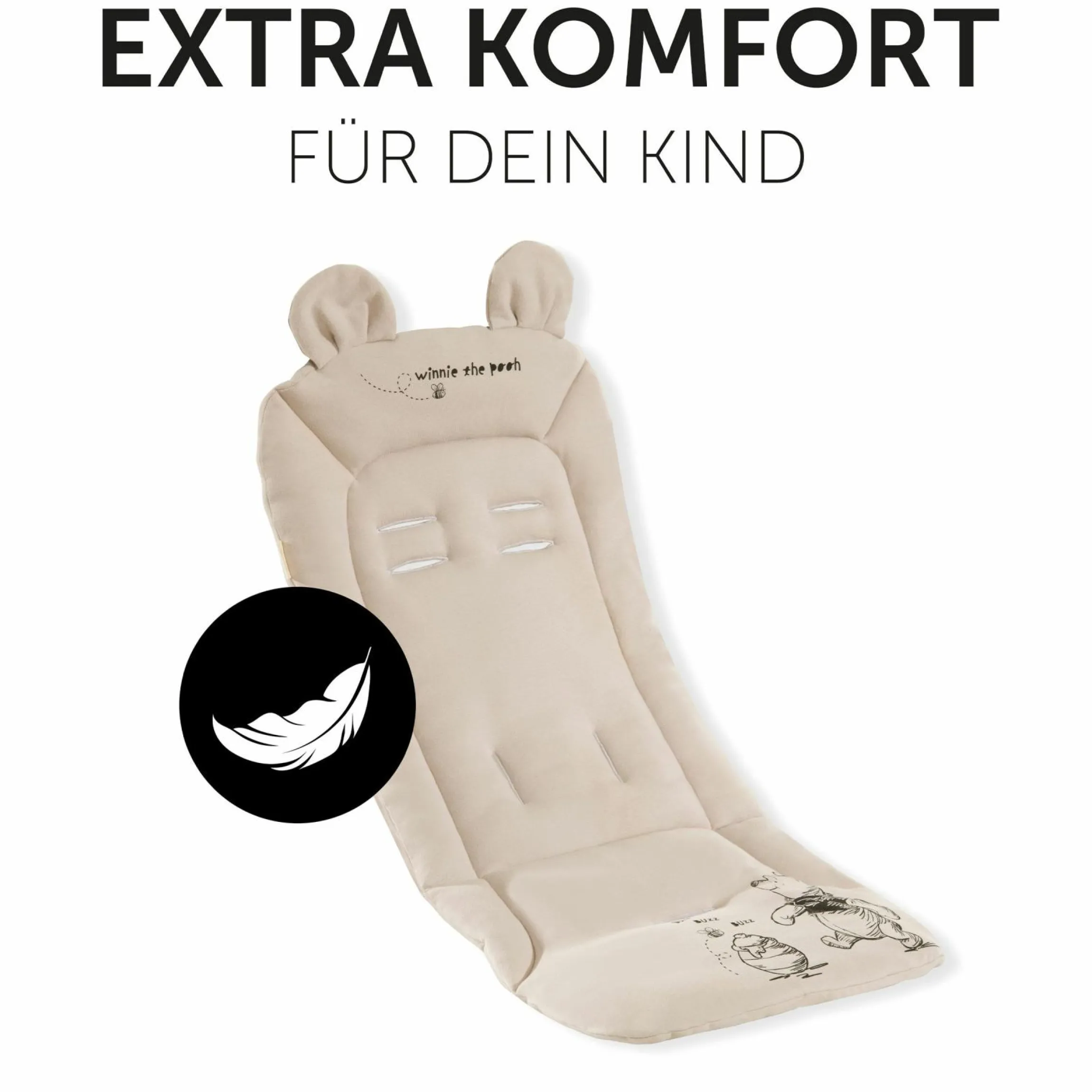 Komfort Sitzauflage für Buggy und Kinderwagen - Disney - Winnie the Pooh Beige