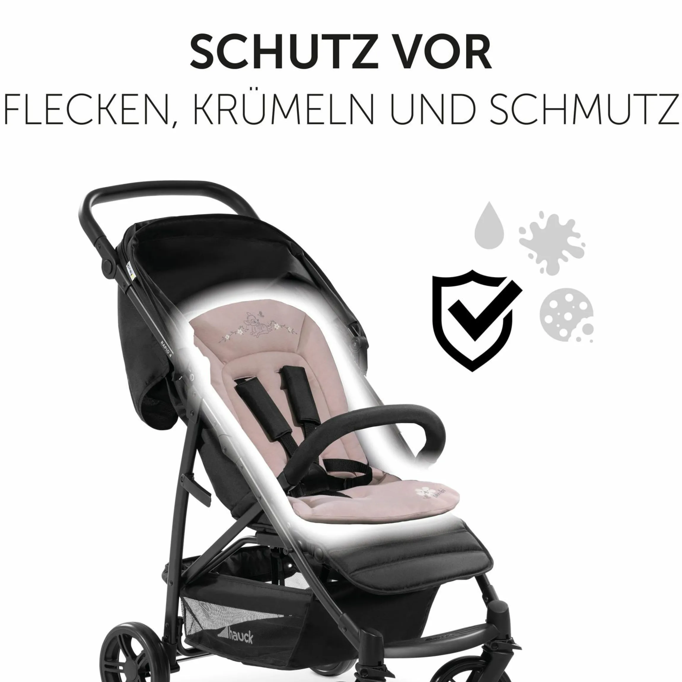 Komfort Sitzauflage für Buggy und Kinderwagen - Disney - Bambi Rose