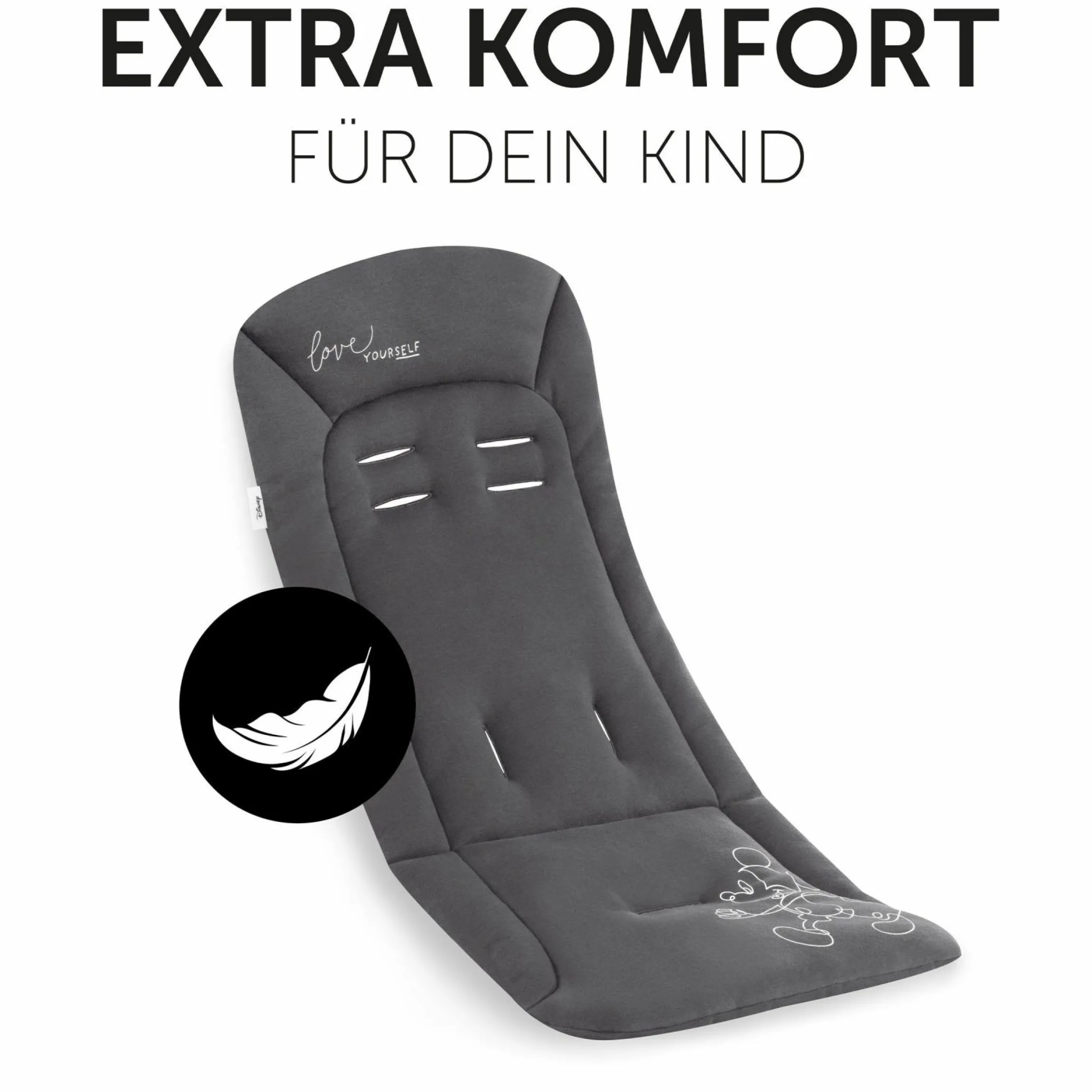Komfort Sitzauflage für Buggy und Kinderwagen - Disney - Mickey Mouse Black
