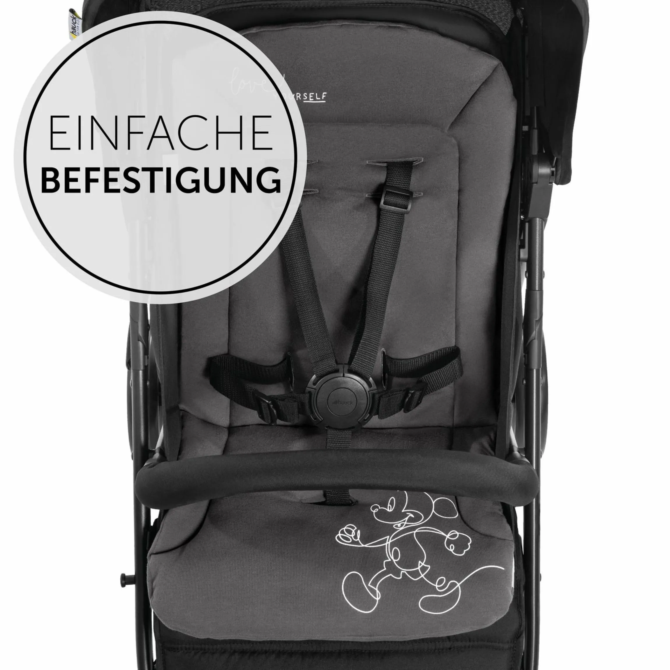 Komfort Sitzauflage für Buggy und Kinderwagen - Disney - Mickey Mouse Black