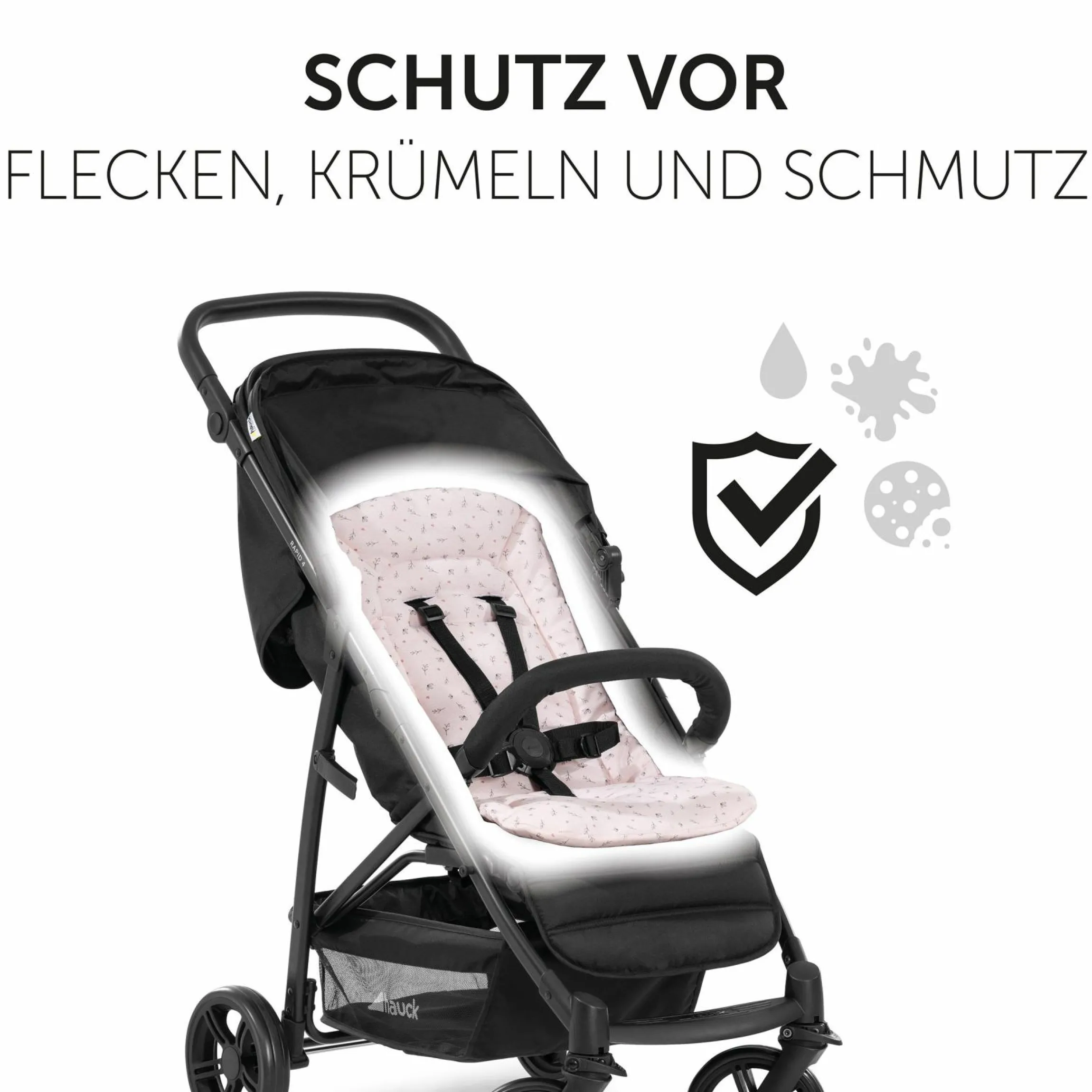 Komfort Sitzauflage für Buggy und Kinderwagen - Flowers Rose