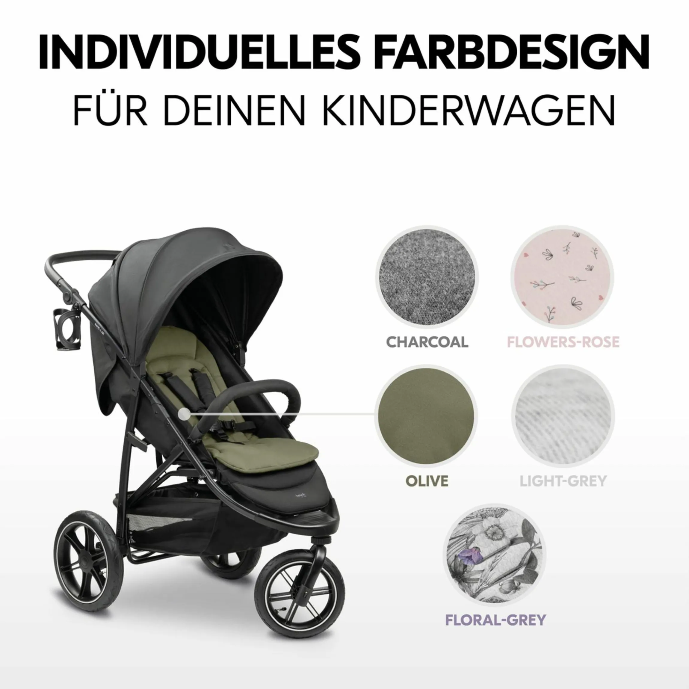 Komfort Sitzauflage für Buggy und Kinderwagen - Olive