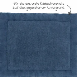 Krabbeldecke / Laufgittereinlage Teddy 80 x 100 cm - Waffel - Indigo