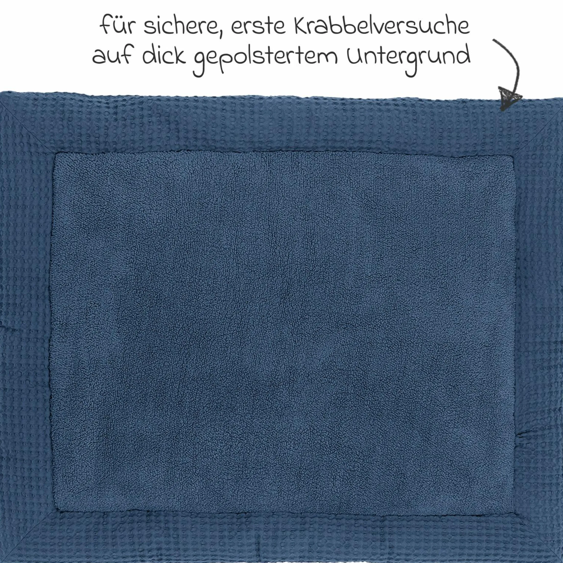 Krabbeldecke / Laufgittereinlage Teddy 80 x 100 cm - Waffel - Indigo