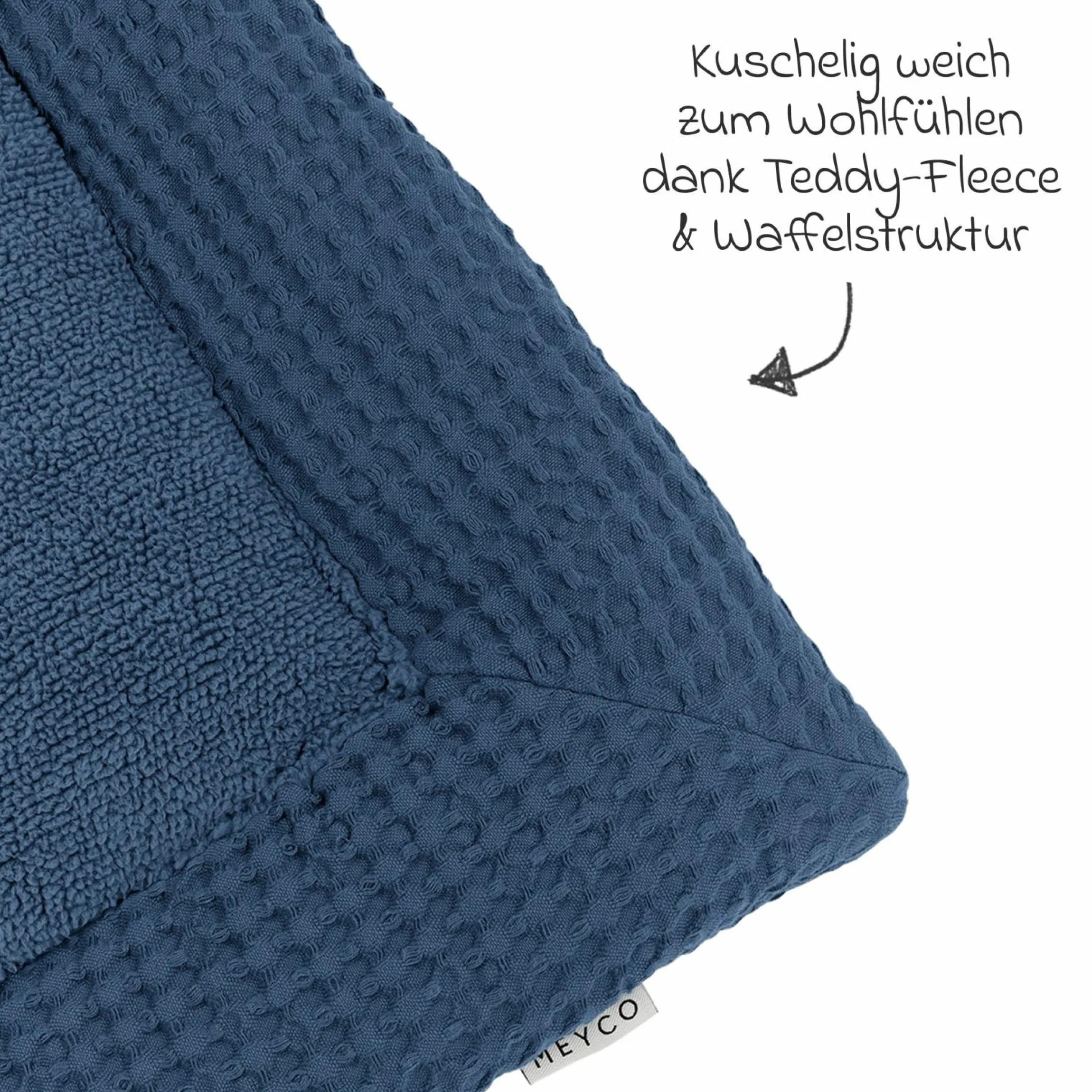Krabbeldecke / Laufgittereinlage Teddy 80 x 100 cm - Waffel - Indigo