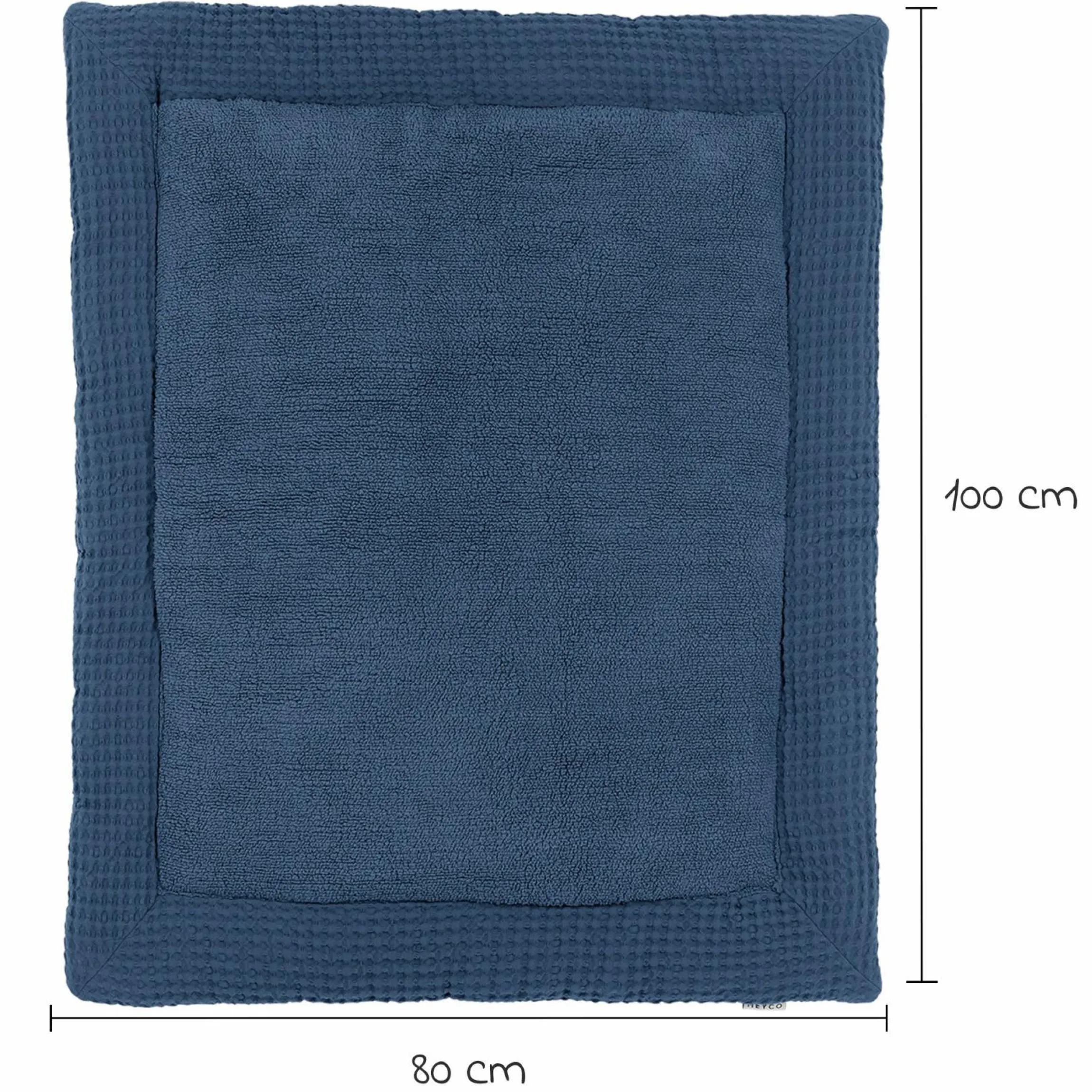 Krabbeldecke / Laufgittereinlage Teddy 80 x 100 cm - Waffel - Indigo