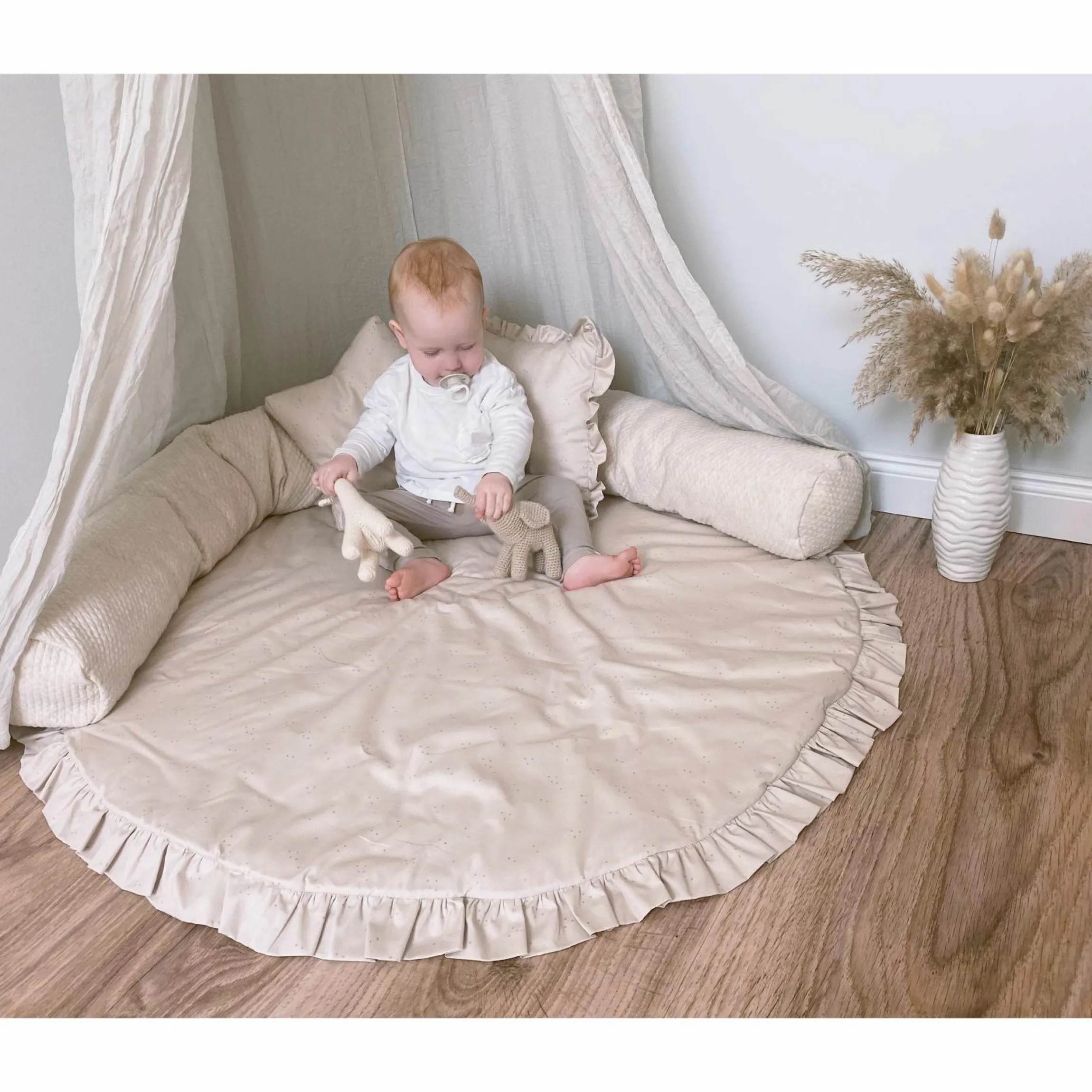 Krabbeldecke Rund - Organic Cotton 100 cm - Volant