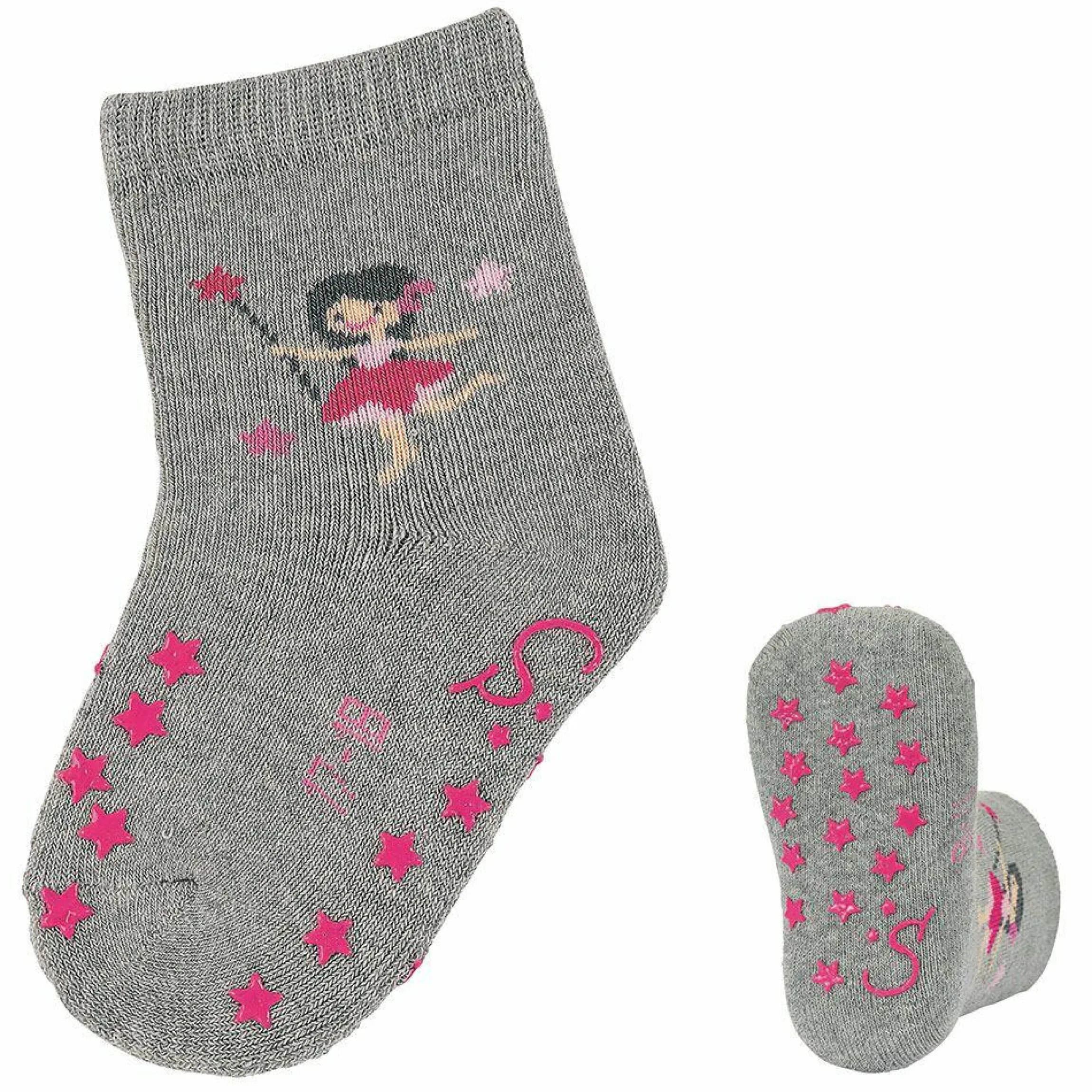Krabbelsocken Vollplüsch - Fee Grau - Gr. 17 / 18