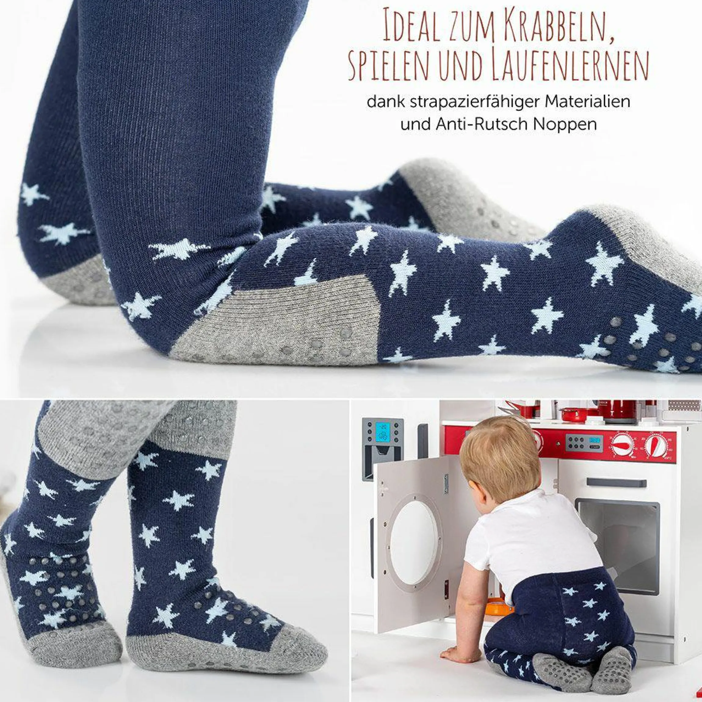 Krabbelstrumpfhose - Sterne Marine - Gr. 86/92