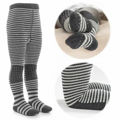 Krabbelstrumpfhose - Streifen Grau - Gr. 86/92