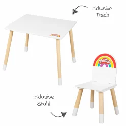 Kreatives Sitzgruppen-Set Roba + Play-Doh mit Bastelmatte 50 x 55 cm, Tisch, Stuhl, 6 Dosen Knetmasse, Teigrolle, Pizzaschneider & Modelierwerkzeug - Kollektion 2025