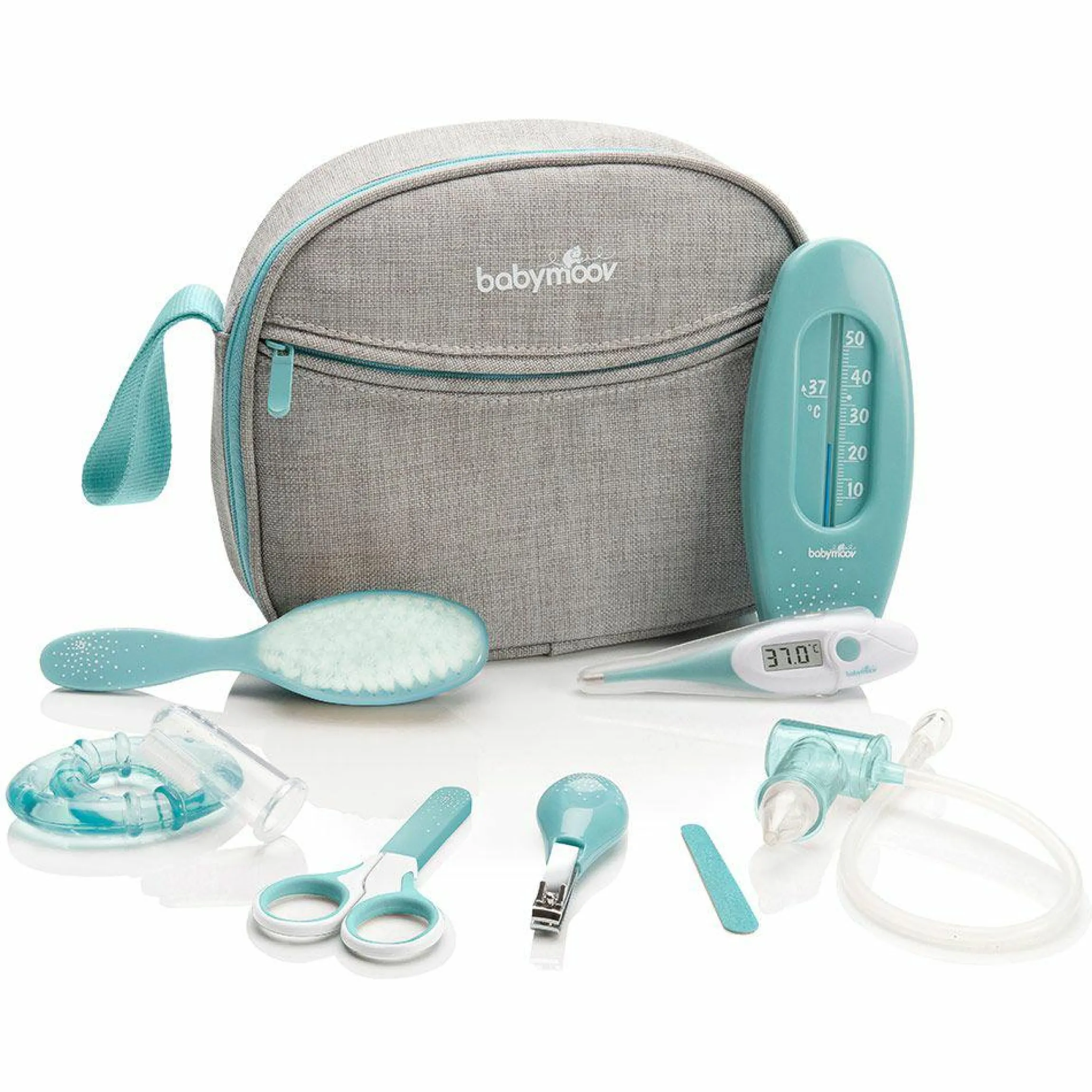 Kulturtasche mit Pflegeutensilien - Smokey Aqua