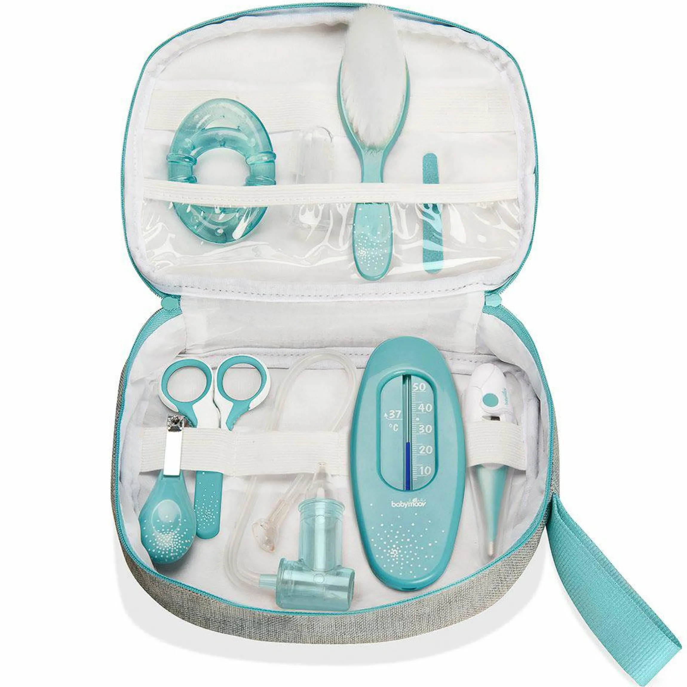 Kulturtasche mit Pflegeutensilien - Smokey Aqua