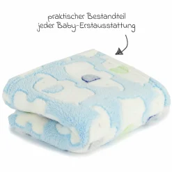 Kuscheldecke Flausch 75 x 90 cm - Elefanten Blau